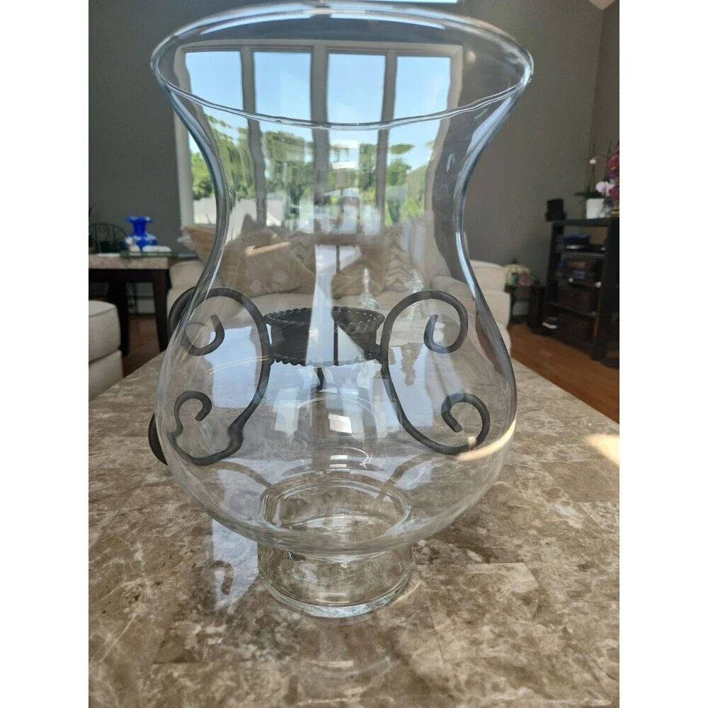 Large Glass Candle Holder By Home Interiors
